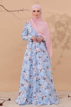 JUBAH PRINTED 35.27 - SKY BLUE